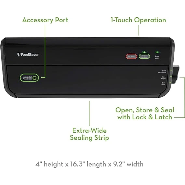 FoodSaver Vacuum Sealer Machine with Starter Vacuum Seal Bags & Rolls 3