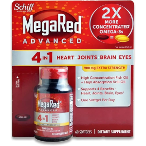 Schiff MegaRed Advanced 4 in 1 Heart Joints Brain Eye 60 Softgels 900mg Extra Strength 四合一保健食品