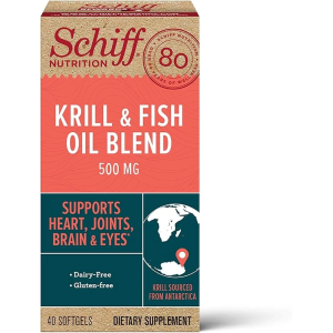 Schiff Omega-3 500mg Fish Oil + Krill Oil Blend Softgels (40 count in a bottle) 魚油磷蝦油保健食品