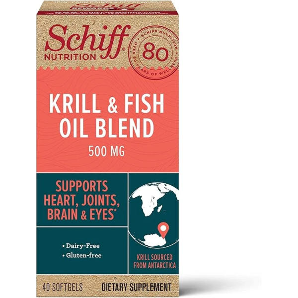 Schiff Omega-3 500mg Fish Oil + Krill Oil Blend Softgels (40 count in a bottle) 魚油磷蝦油保健食品 1