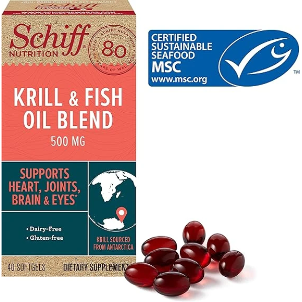 Schiff Omega-3 500mg Fish Oil + Krill Oil Blend Softgels (40 count in a bottle) 魚油磷蝦油保健食品 3