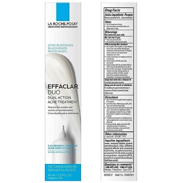 La Roche-Posay Effaclar Duo Dual Action Acne Spot Treatment Cream with Benzoyl Peroxide Acne Treatment 理膚寶水 抗痘保養品 2