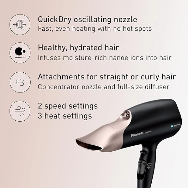 Panasonic Nanoe Salon Hair Dryer with Quick-Dry Oscillating Nozzle 2