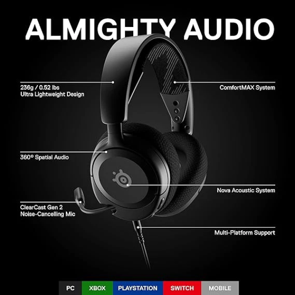 SteelSeries Arctis Nova 1 Multi-System Gaming Headset 輕量型電競耳機麥克風 2