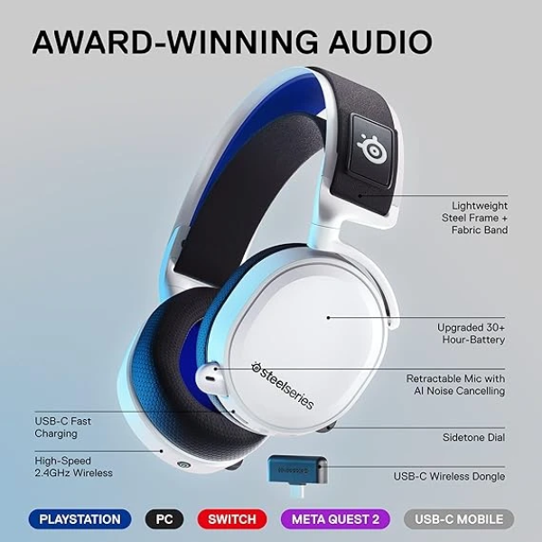 SteelSeries Arctis 7P+ Wireless Gaming Headset 無線電競耳機麥克風 3