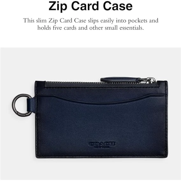 Coach Mens Zip Card Case in Burnished Leather 2