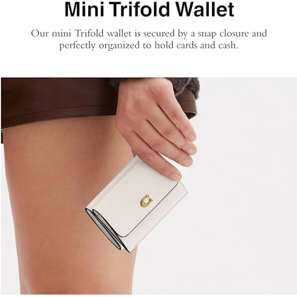 Coach Polished Pebble Leather Essential Mini Trifold Wallet 2