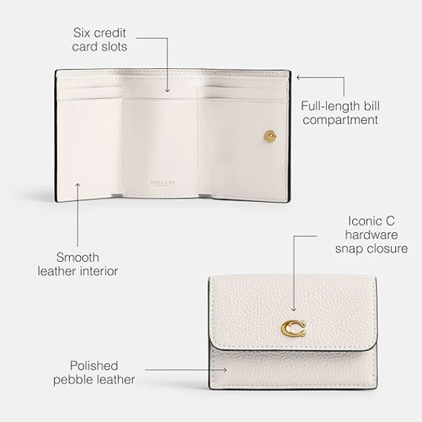 Coach Polished Pebble Leather Essential Mini Trifold Wallet 3