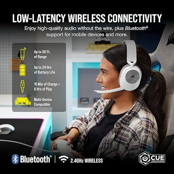 Corsair HS55 WIRELESS Multiplatform Lightweight Gaming Headset with Bluetooth 海盜船 輕量電競耳機麥克風 2