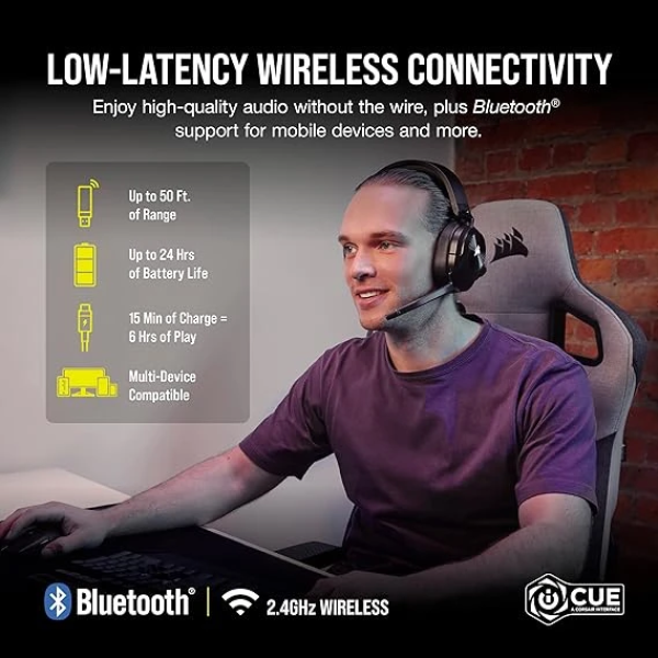 CORSAIR HS55 WIRELESS Multiplatform Lightweight Gaming Headset With Bluetooth 海盜船 輕量電競耳機麥克風 2