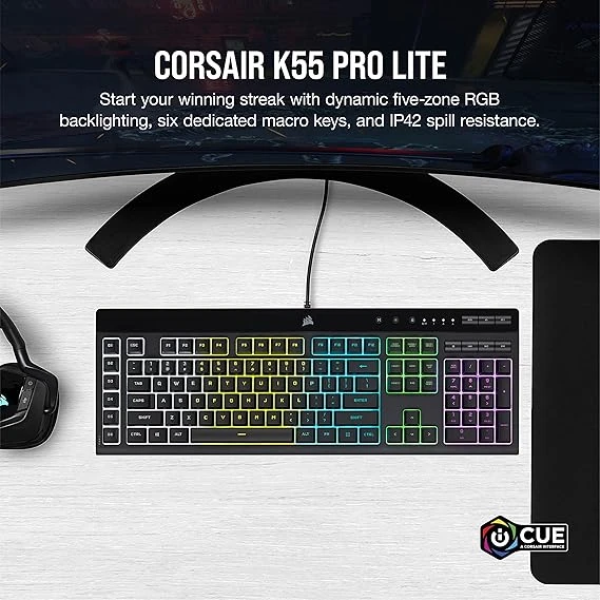 Corsair K55 PRO LITE RGB Wired Membrane Gaming Keyboard 2