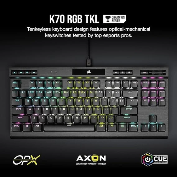 Corsair K70 RGB TKL CHAMPION SERIES Tenkeyless Optical-Mechanical Gaming Keyboard 2
