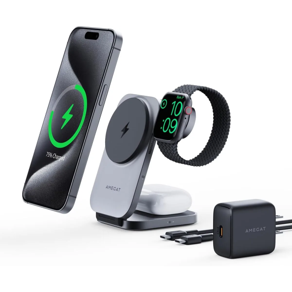 AMEGAT MagFusion Z 3-in-1 Charging Station MagSafe Compatible 1