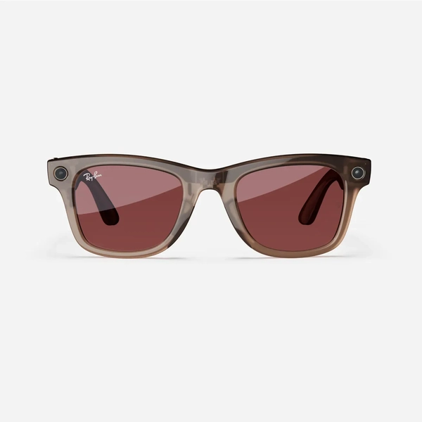 Ray-Ban Meta Wayfarer, Shiny Warm Stone Transparent/Watermelon Red, Standard, High bridge fit 3