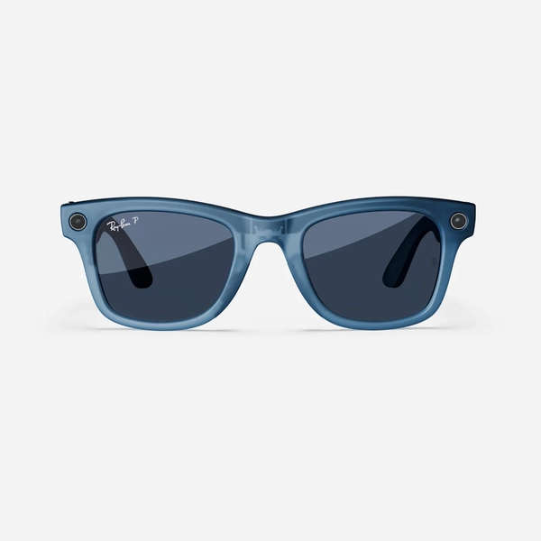 Ray-Ban Meta Wayfarer, Matte Jeans Transparent / Dusty Blue, Large, High bridge fit 2
