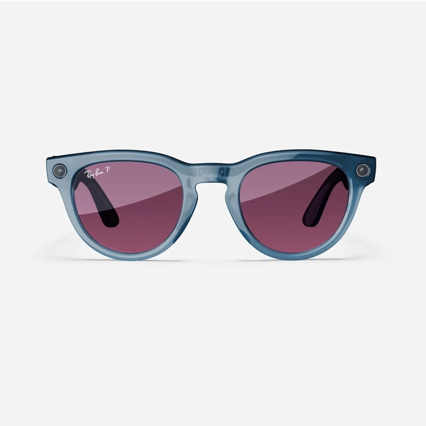 Ray-Ban Meta Headliner, Shiny Jeans Transparent / Dusty Red, Standard, High bridge fit 2