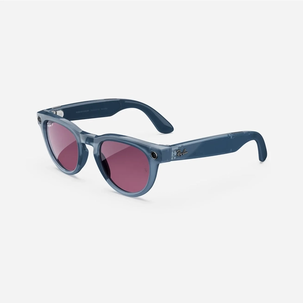 Ray-Ban Meta Headliner, Shiny Jeans Transparent / Dusty Red, Standard, High bridge fit 1
