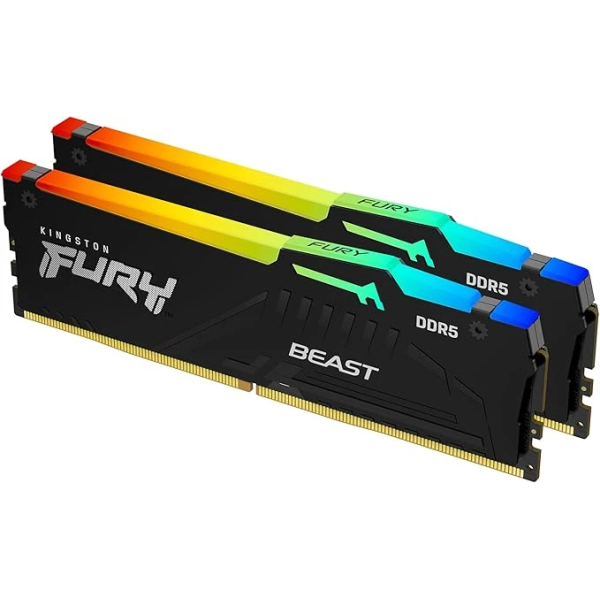 Kingston Fury Beast RGB 16GB (2x8GB) 6000MT/s DDR5 CL30 Desktop Memory 1