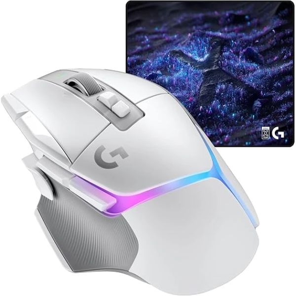 Logitech G502 X PLUS LIGHTSPEED Wireless RGB Gaming Mouse and G640 SE Large Cloth Gaming Mouse Pad (460 x 400 x 3 mm) - White 1