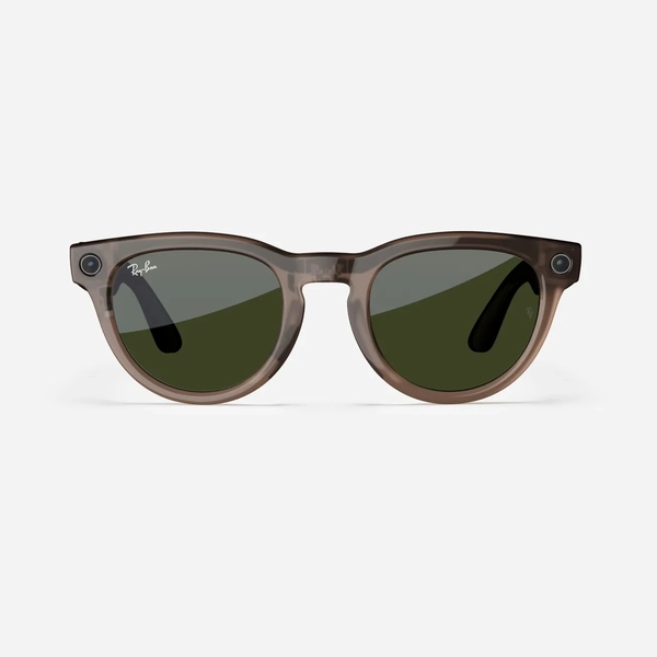 Ray-Ban Meta Headliner, Shiny Warm Stone Transparent/Tint to Dark Green Transitions, Standard, Low bridge fit 2