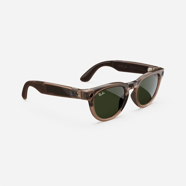 Ray-Ban Meta Headliner, Shiny Warm Stone Transparent/Tint to Dark Green Transitions, Standard, Low bridge fit 3