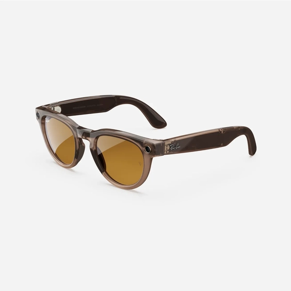 Ray-Ban Meta Headliner, Shiny Warm Stone Transparent/Tint to Saffron Yellow Transitions, Standard, High bridge fit 1