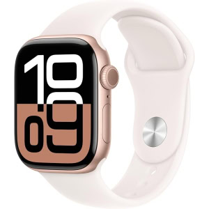 Apple Watch Series 10 [GPS + Cellular 42mm case] Smartwatch with Rose Gold Aluminium Case with Light Blush Sport Band