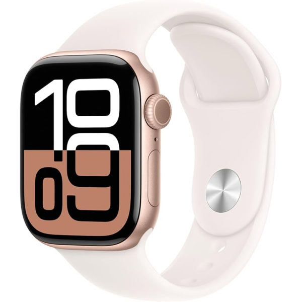 Apple Watch Series 10 [GPS + Cellular 42mm case] Smartwatch with Rose Gold Aluminium Case with Light Blush Sport Band 1