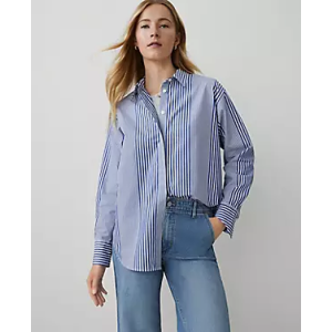 Ann Taylor Petite Weekend Collection Striped Oversized Shirt 4商品