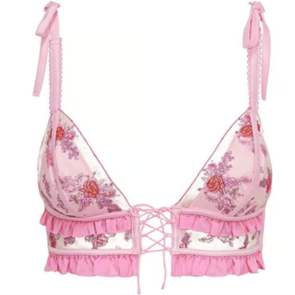 For Love & Lemons Rose Bloom Triangle Bra 1
