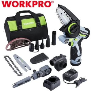 WORKPRO 3-in-1 Cordless Detail Belt Sander Mini Chain Saws Electric Blower Combo