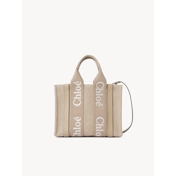 Chloé Small Woody tote bag in linen 1