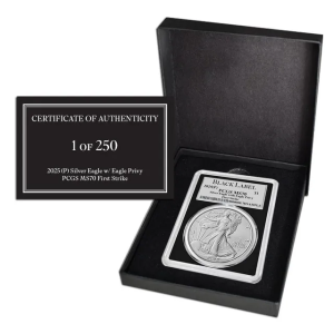 2025 (P) Silver Eagle PCGS MS70 FS Eagle Privy - Black Label (Limited Edition 1 of 250) w/Box & COA