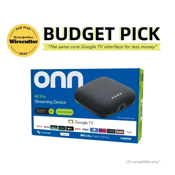 onn 4K Pro Streaming Device with Google TV Hands-Free Voice Control & Dolby Atmos/Dolby Vision 1